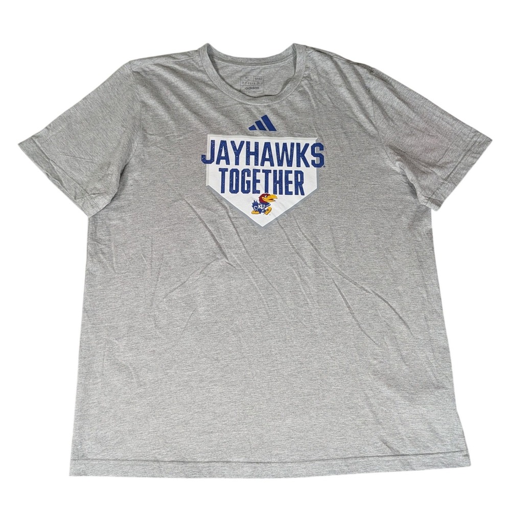 Adidas Jayhawks Together T-Shirt Mens XL Gray Short Sleeve KU Excellent